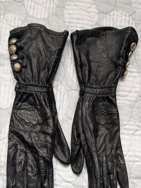Vintage Harley Davidson Womens Mid-Lengh Motorcycle Leather Gloves Size M